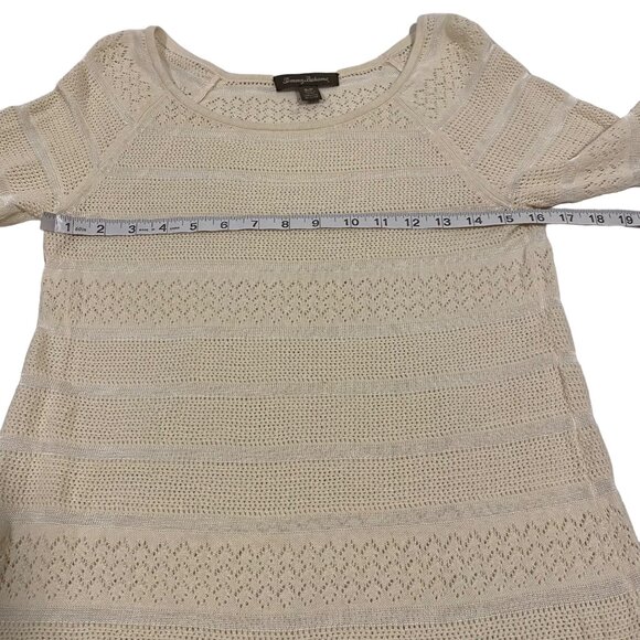 Tommy Bahama Pointelle Striped Lightweight Cream Sweater Size S - Picture 6 of 7